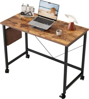 Rolling Computer Desk with Wheels, Gaming Desk for Small Spaces